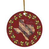 Texas Quilter Christmas Circle Ornament