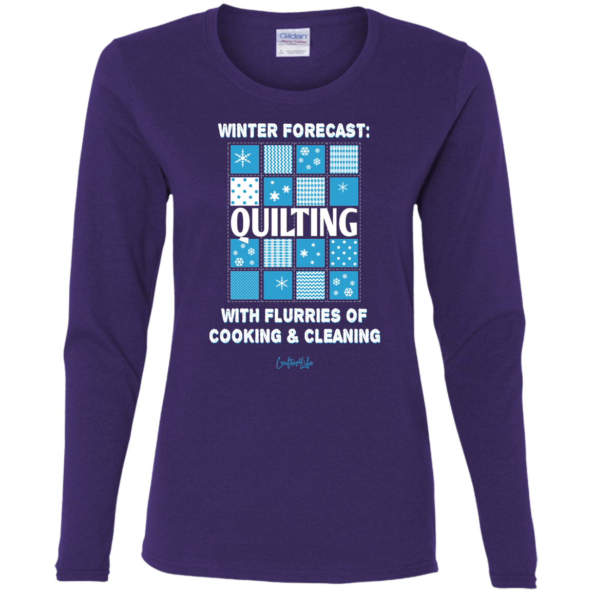 Winter Forecast Quilting Flurries Ladies Long Sleeve Shirts