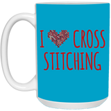 I Heart Cross Stitching White Mugs