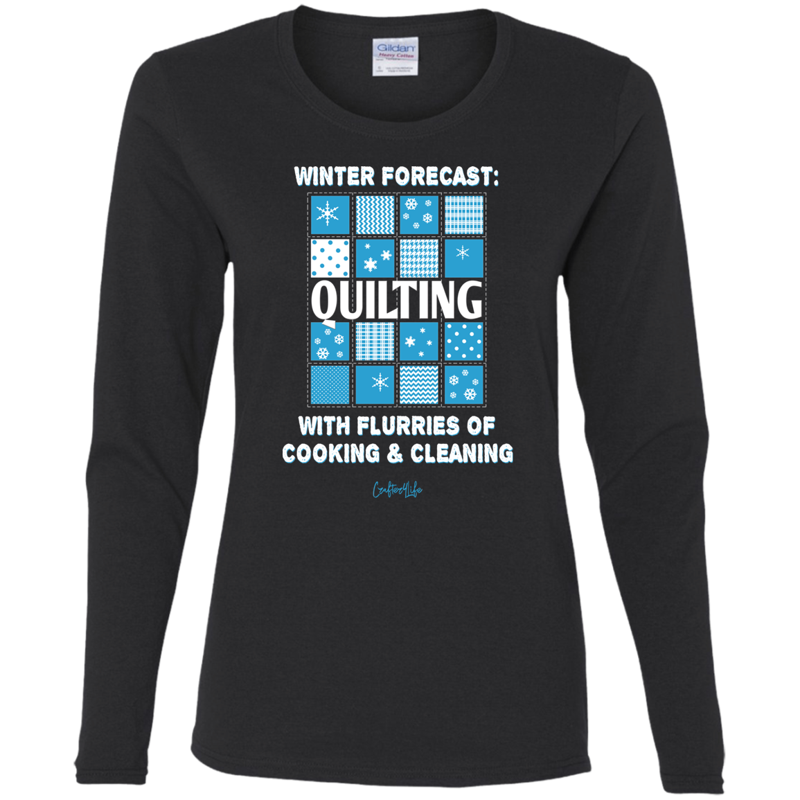 Winter Forecast Quilting Flurries Ladies Long Sleeve Shirts