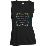 I Cross Stitch Because It Makes Me Happy Ladies Sleeveless V-neck - Crafter4Life - 2