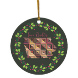 Iowa Quilter Christmas Circle Ornament
