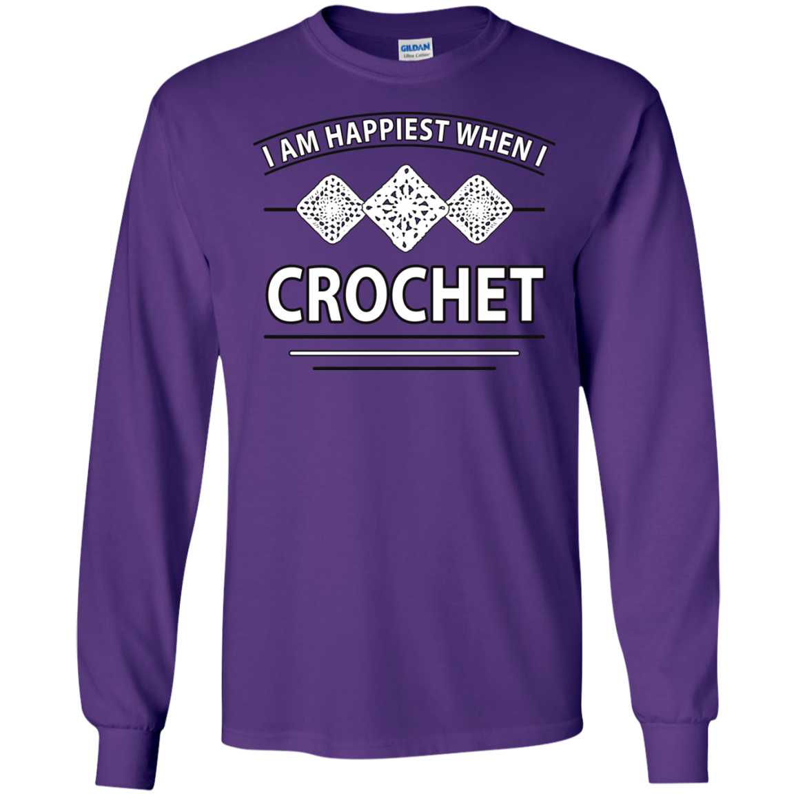 I Am Happiest When I Crochet Long Sleeve Ultra Cotton T-shirt - Crafter4Life - 1