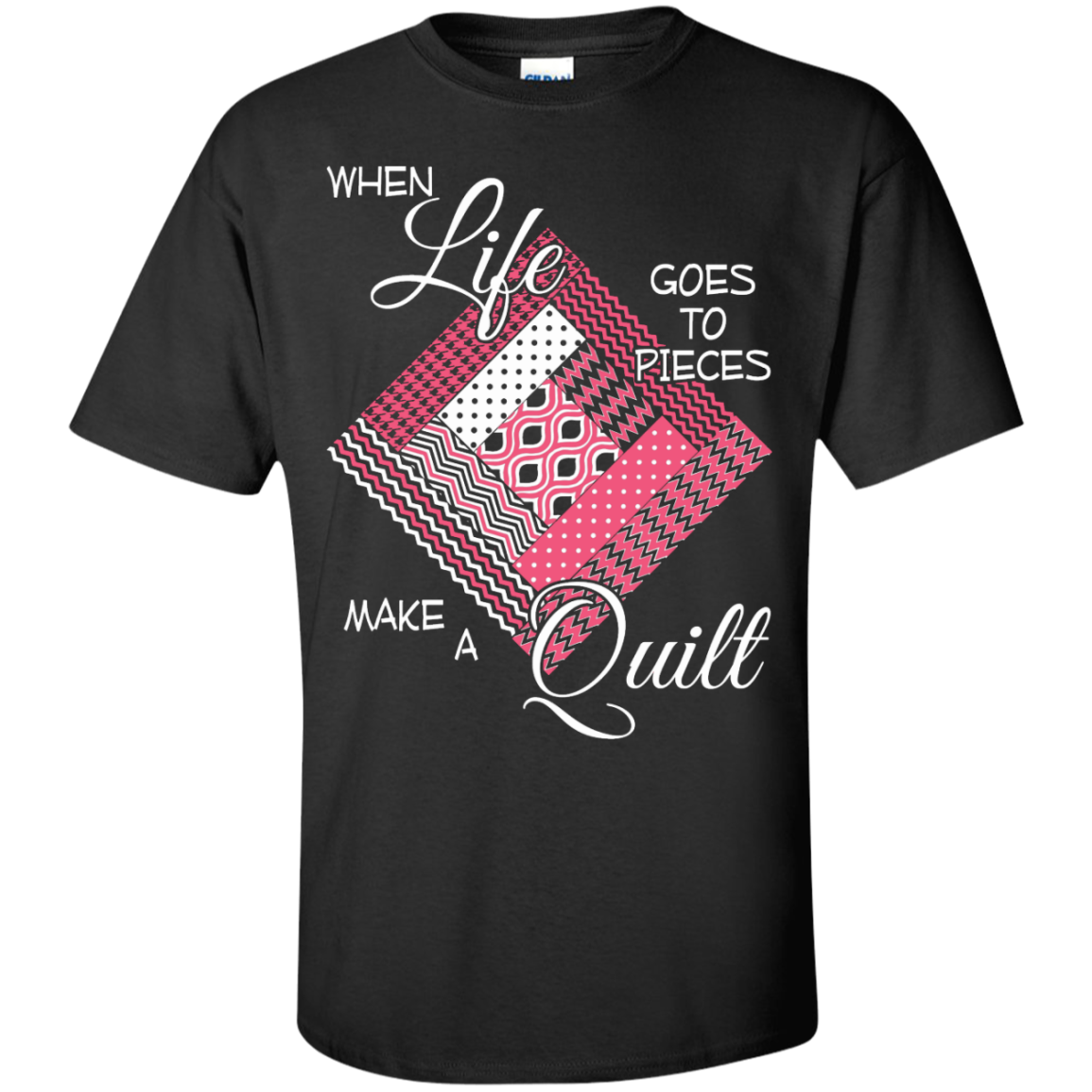 Make a Quilt (pink) Custom Ultra Cotton T-Shirt - Crafter4Life - 2