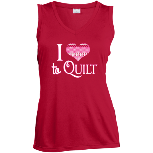 I Heart to Quilt Ladies Sleeveless V-neck - Crafter4Life - 1