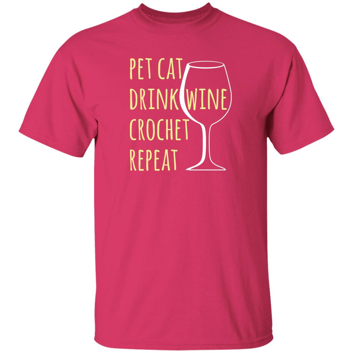 Pet Cat-Drink Wine-Crochet T-Shirt