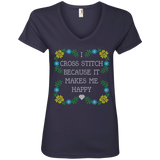 I Cross Stitch Because It Makes Me Happy Ladies V-neck Tee - Crafter4Life - 4