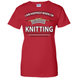 I Am Happiest When I'm Knitting Ladies Custom 100% Cotton T-Shirt - Crafter4Life - 1