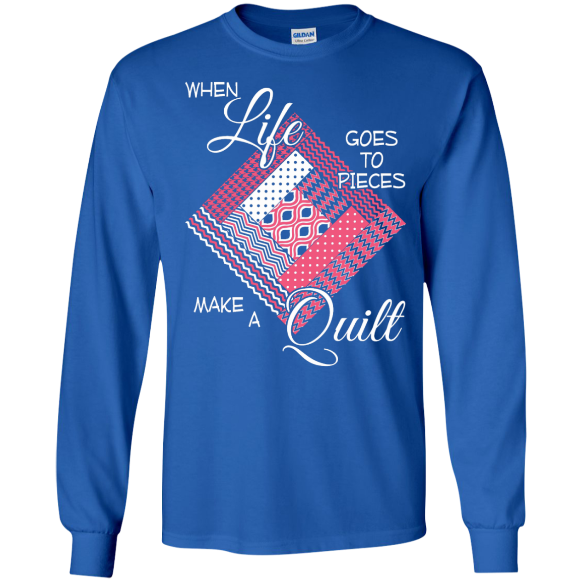 Make a Quilt (pink) Long Sleeve Ultra Cotton T-Shirt - Crafter4Life - 5