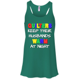 Quilters Keep Their Husbands Warm Flowy Racerback Tank