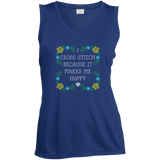 I Cross Stitch Because It Makes Me Happy Ladies Sleeveless V-neck - Crafter4Life - 1