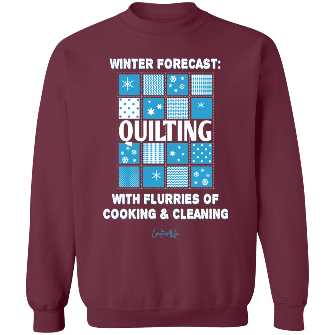 Winter Forecast Quilting Flurries Crewneck Pullover Sweatshirt