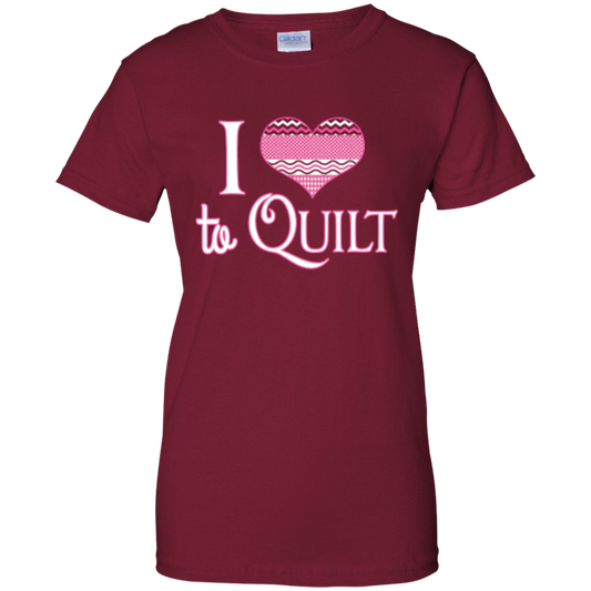 I Heart to Quilt Ladies Custom 100% Cotton T-Shirt - Crafter4Life - 4