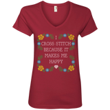 I Cross Stitch Because It Makes Me Happy Ladies V-neck Tee - Crafter4Life - 3