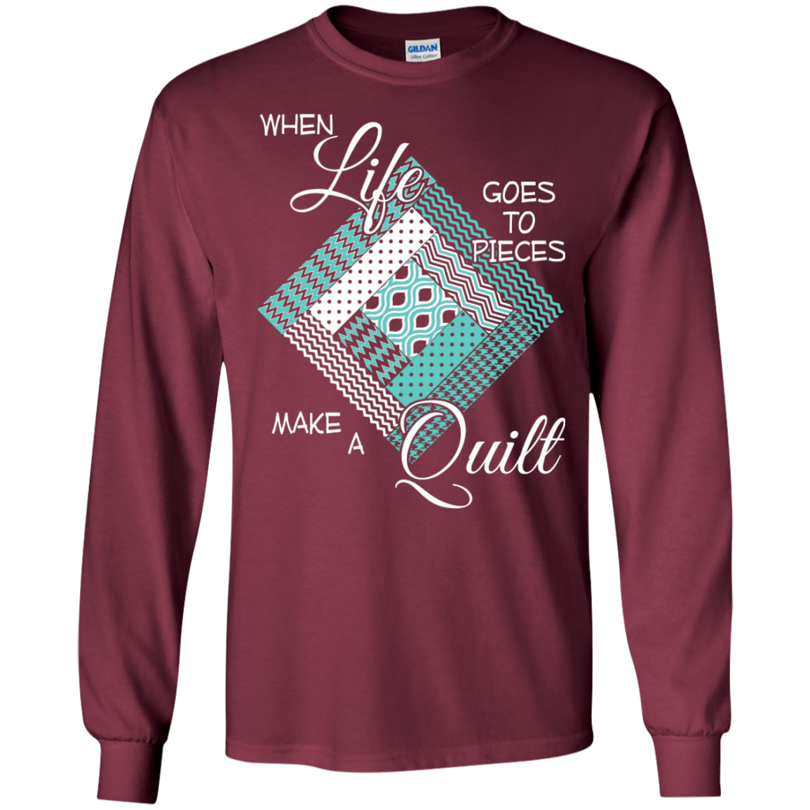 Make a Quilt (turquoise) Long Sleeve Ultra Cotton T-Shirt - Crafter4Life - 4