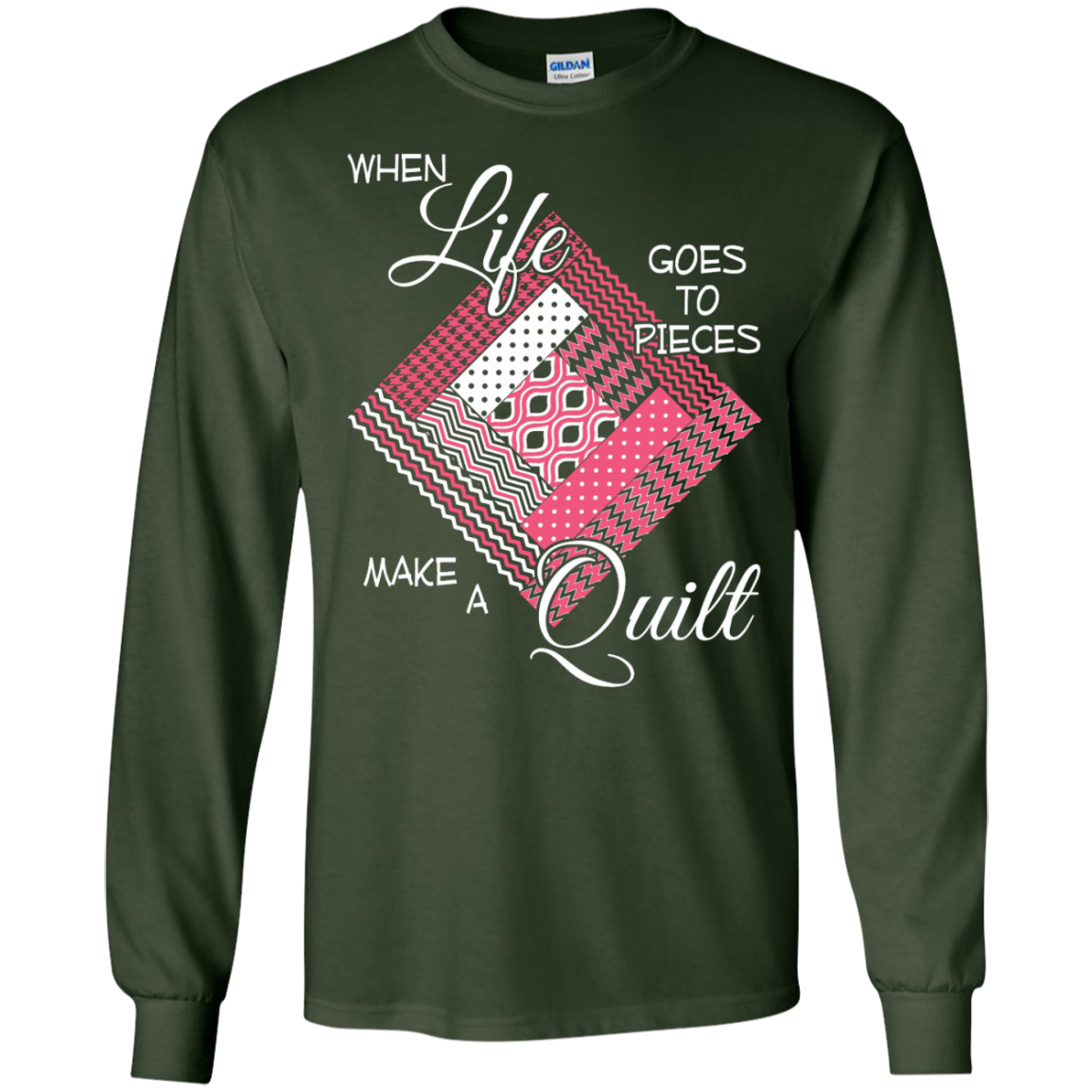 Make a Quilt (pink) Long Sleeve Ultra Cotton T-Shirt - Crafter4Life - 2