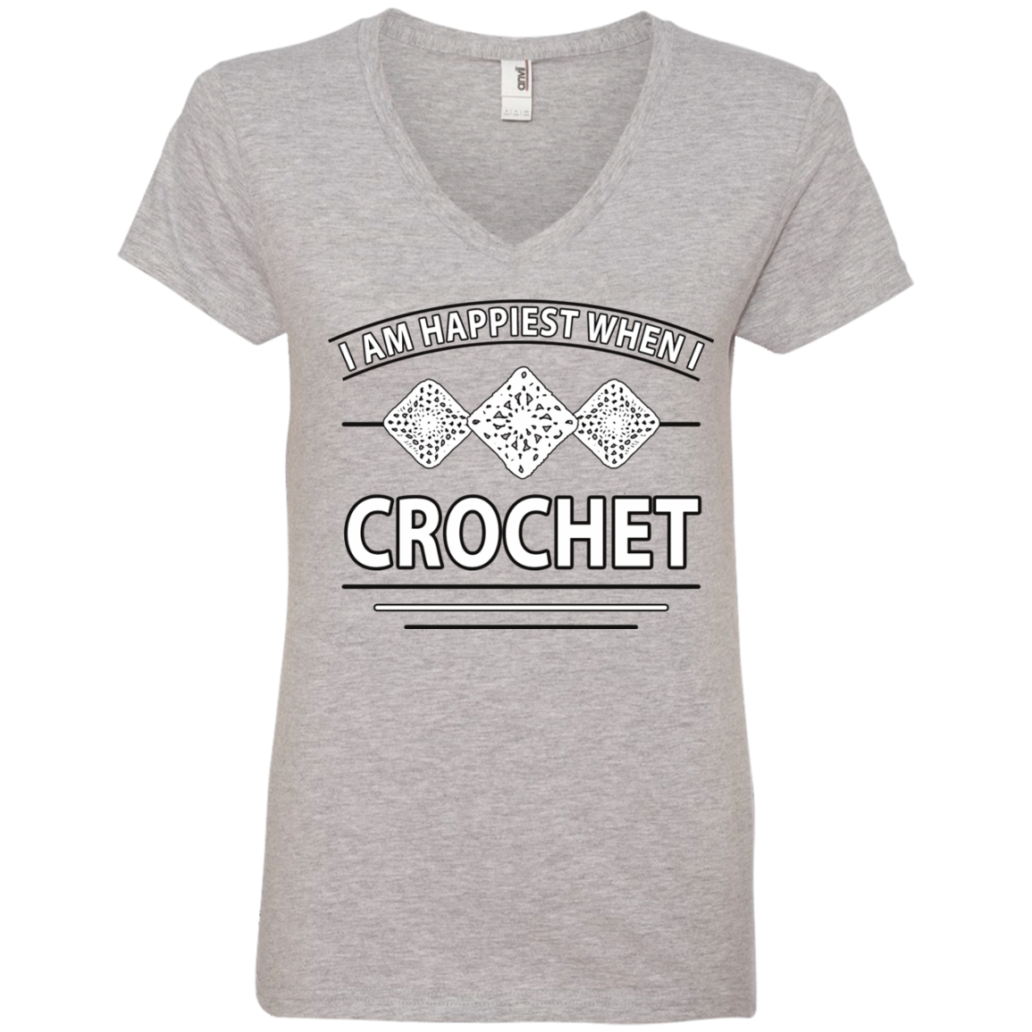 I Am Happiest When I Crochet Ladies V-neck Tee - Crafter4Life - 2