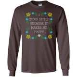 I Cross Stitch Because It Makes Me Happy Long Sleeve Ultra Cotton T-Shirt - Crafter4Life - 4