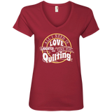 Time for Quilting Ladies V-Neck T-Shirt