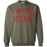I Heart Cross Stitching Crewneck Pullover Sweatshirt
