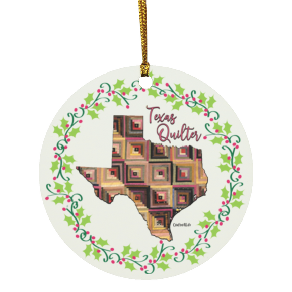 Texas Quilter Christmas Circle Ornament