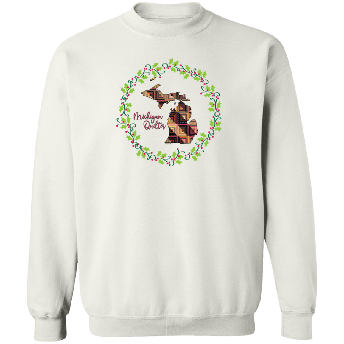 Michigan Quilter Christmas Crewneck Pullover Sweatshirt