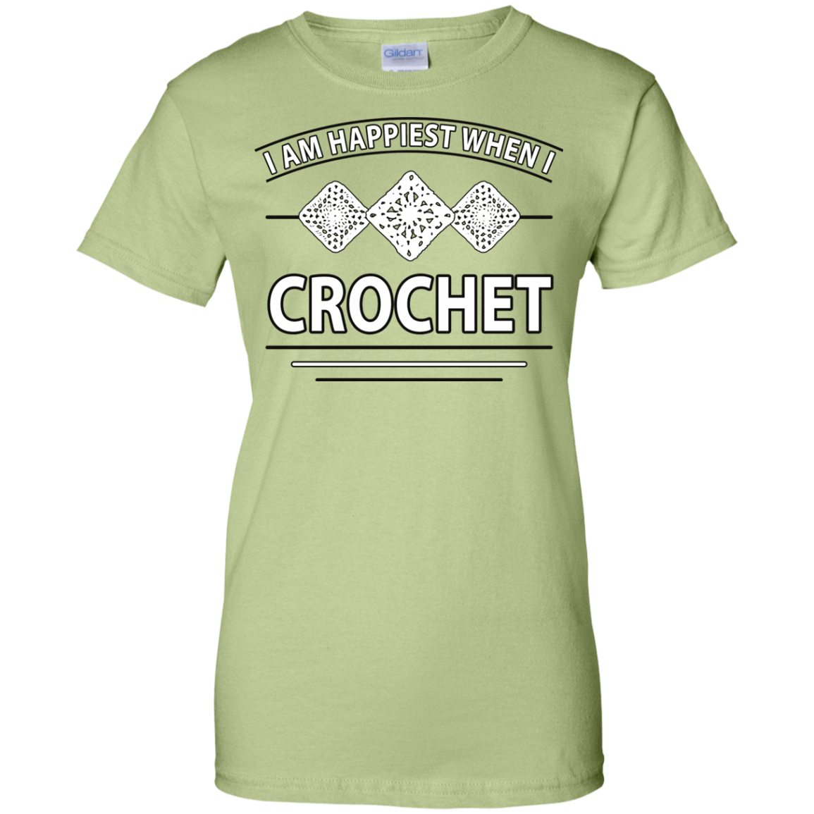 I Am Happiest When I Crochet Ladies Custom 100% Cotton T-Shirt - Crafter4Life - 8
