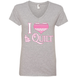 I Heart to Quilt Ladies V-neck Tee - Crafter4Life - 2