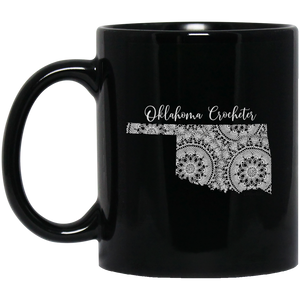 Oklahoma Crocheter Black Mugs