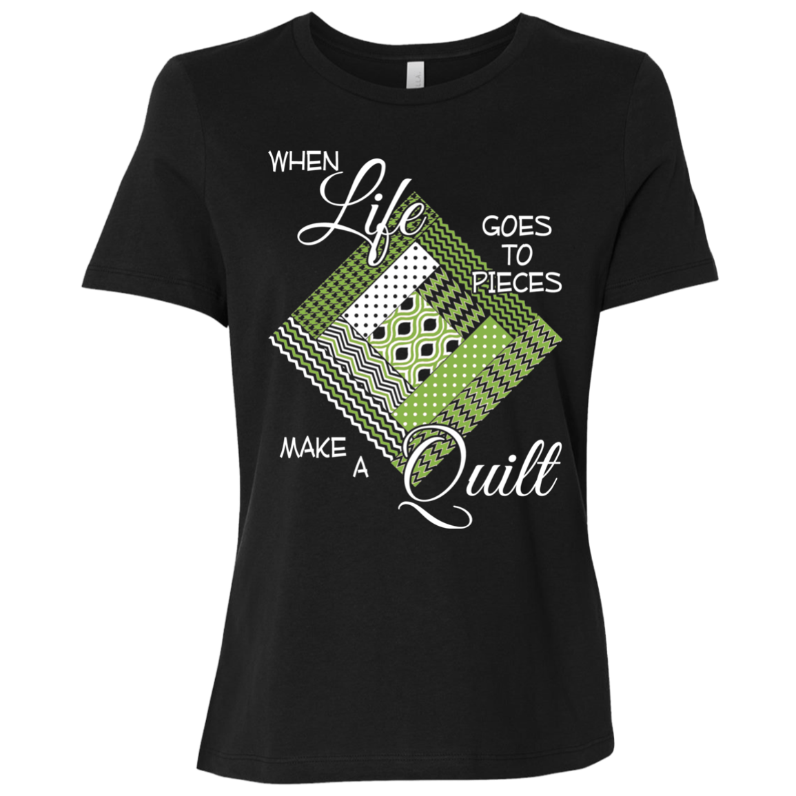 Make a Quilt (Greenery) Ladies' Relaxed Jersey Short-Sleeve T-Shirt