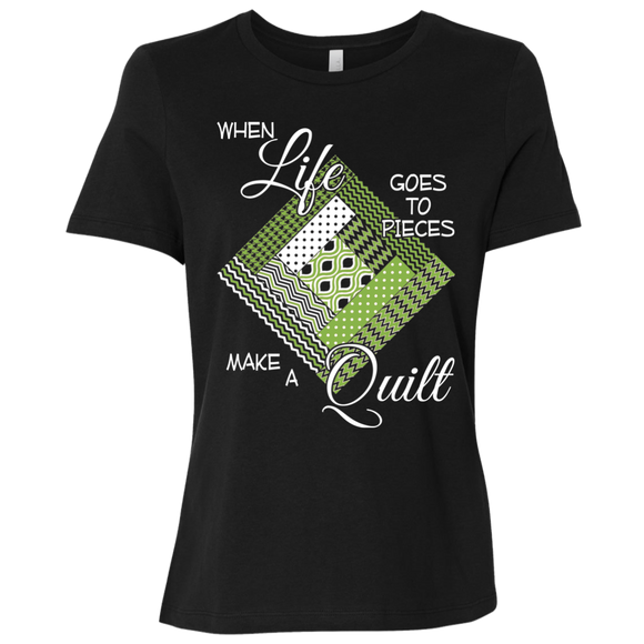 Make a Quilt (Greenery) Ladies' Relaxed Jersey Short-Sleeve T-Shirt