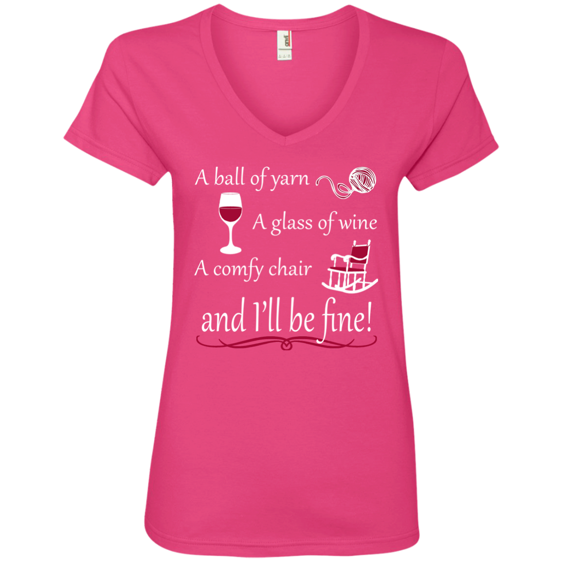 I'll be Fine Ladies V-Neck T-Shirt