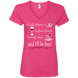 I'll be Fine Ladies V-Neck T-Shirt