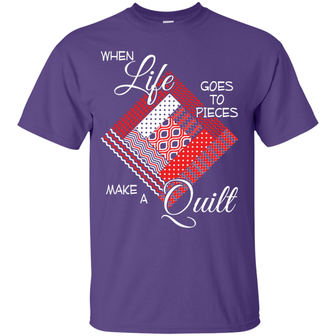 Make a Quilt (red) Custom Ultra Cotton T-Shirt - Crafter4Life - 8