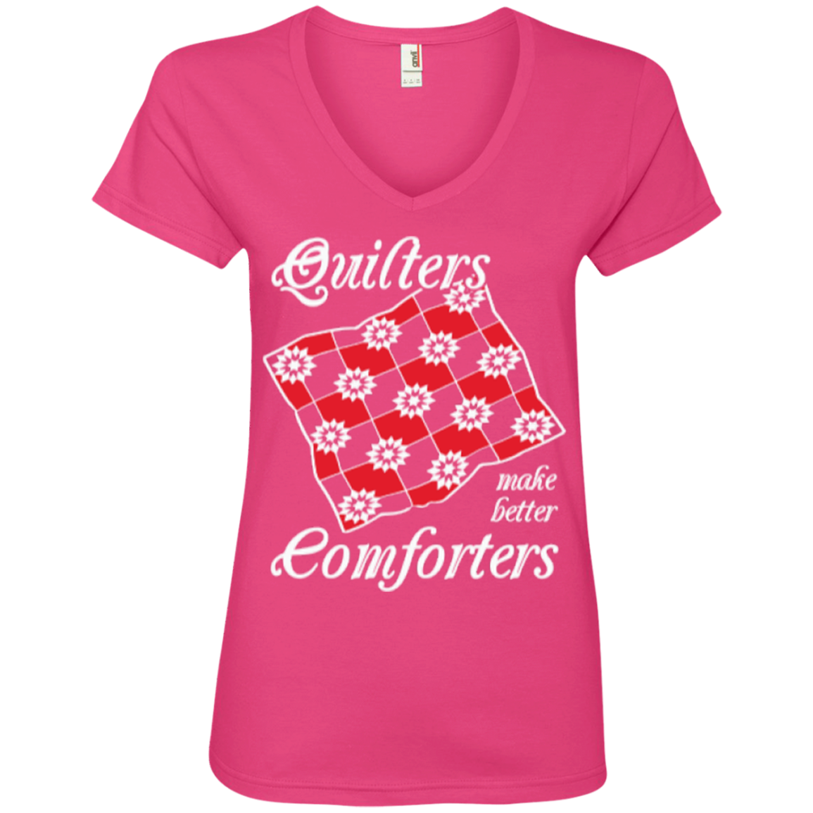 Quilters Make Better Comforters Ladies V-neck Tee - Crafter4Life - 4