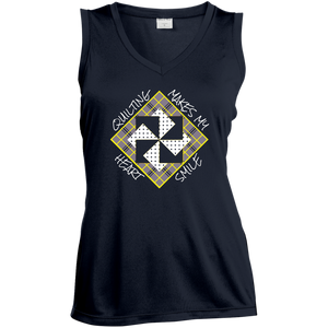 Quilting Makes My Heart Smile Ladies Sleeveless V-Neck