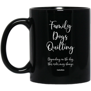 Family-Dogs-Quilting Black Mugs