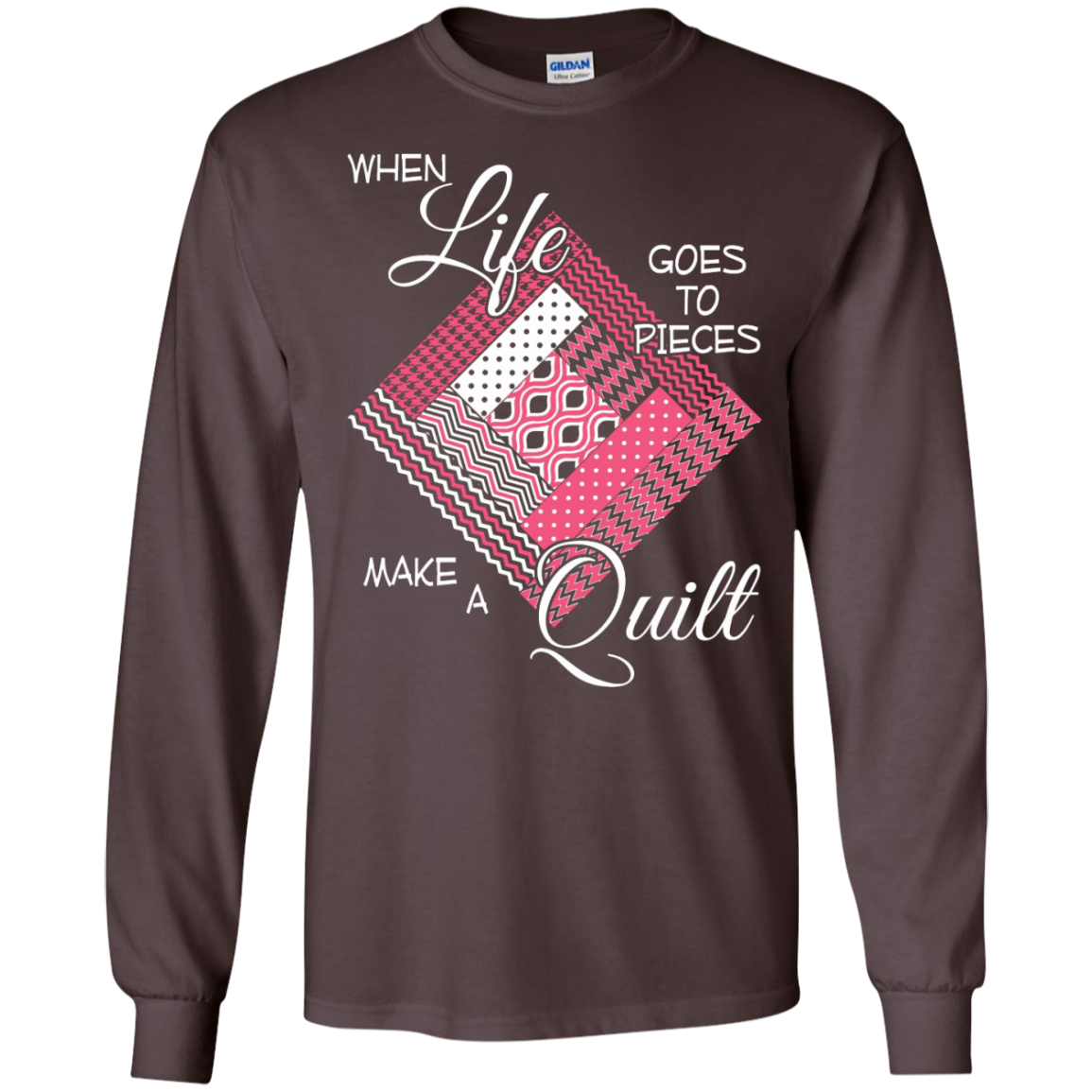 Make a Quilt (pink) Long Sleeve Ultra Cotton T-Shirt - Crafter4Life - 3