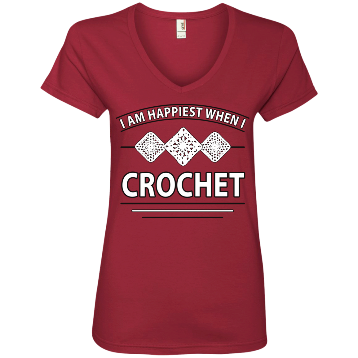 I Am Happiest When I Crochet Ladies V-neck Tee - Crafter4Life - 5