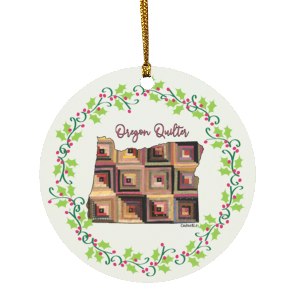 Oregon Quilter Christmas Circle Ornament