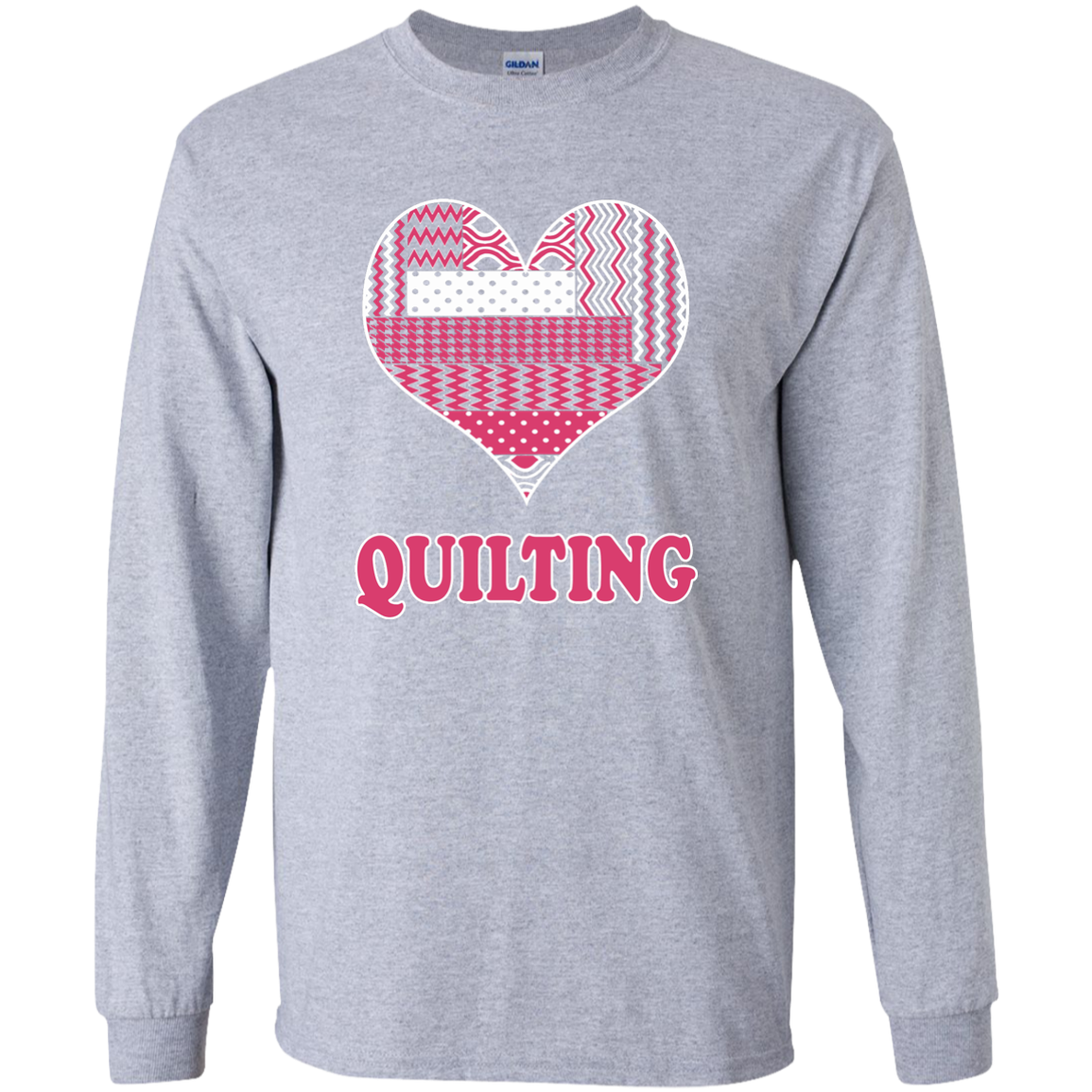 Heart Quilting Long Sleeve Ultra Cotton T-Shirt - Crafter4Life - 2