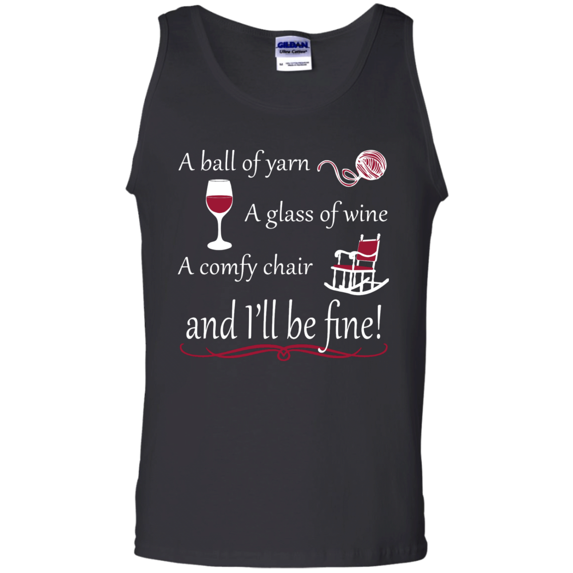A Ball of Yarn a Glass of Wine Tank Top - Crafter4Life - 1