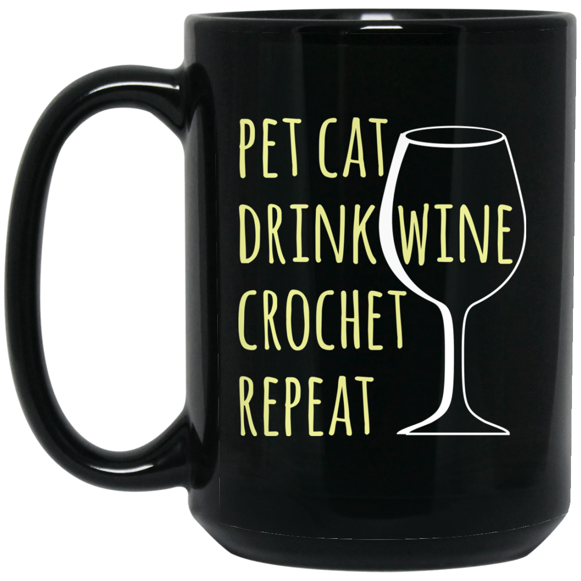 Pet Cat-Drink Wine-Crochet Black Mugs