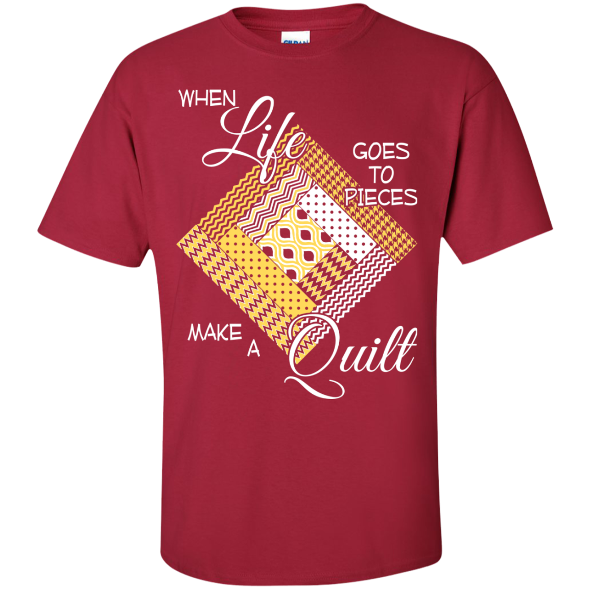 Make a Quilt (yellow) Custom Ultra Cotton T-Shirt - Crafter4Life - 6