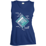 Make a Quilt (turquoise) Ladies Sleeveless V-Neck - Crafter4Life - 5
