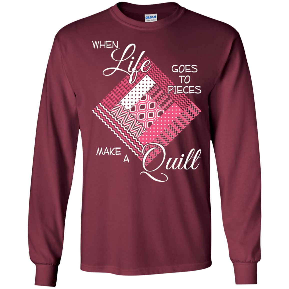 Make a Quilt (pink) Long Sleeve Ultra Cotton T-Shirt - Crafter4Life - 4