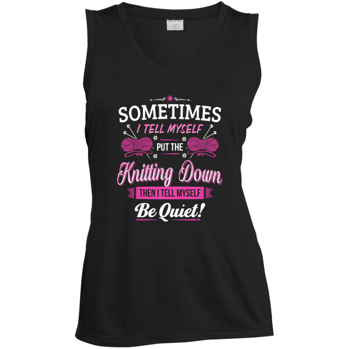 Put the Knitting Down Ladies Sleeveless V-Neck - Crafter4Life - 2