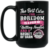 Cure For Boredom - Knitting Black Mugs