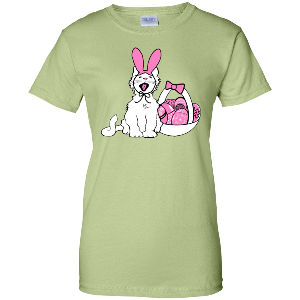 Easter Kitty Ladies 100% Cotton T-Shirt