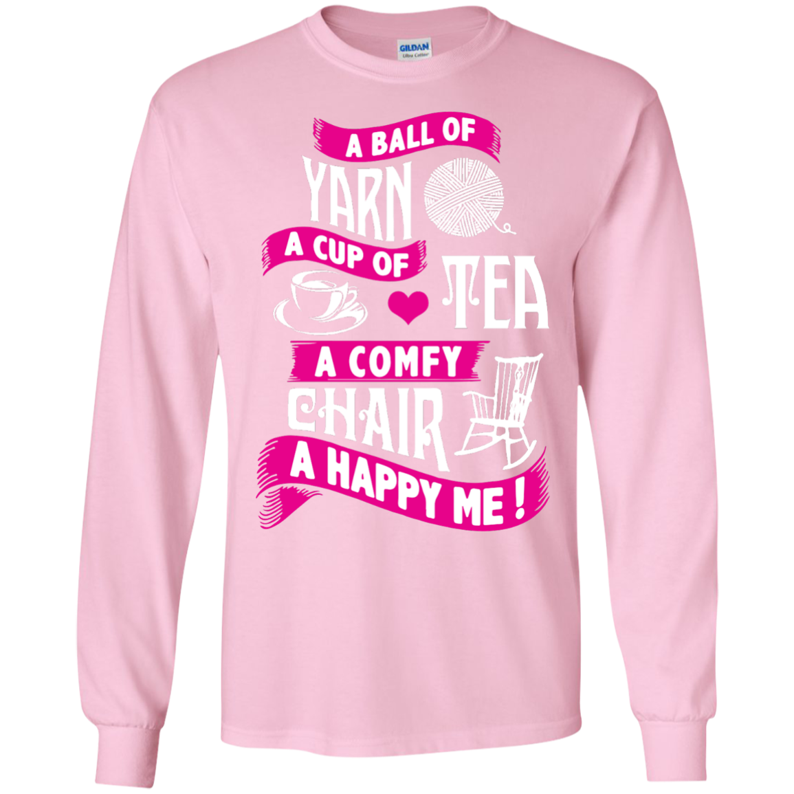 A Ball of Yarn, A Happy Me Long Sleeve Ultra Cotton Tshirt - Crafter4Life - 2